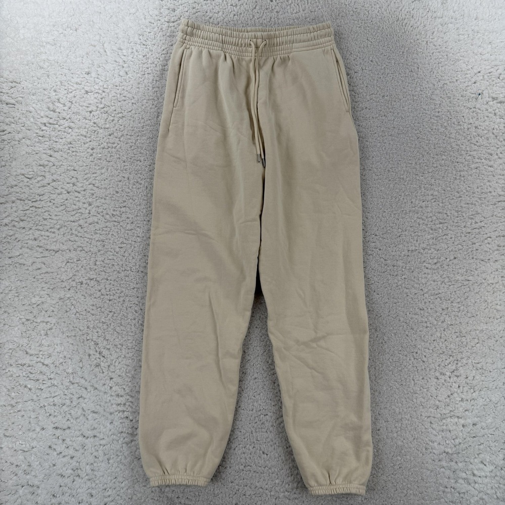 Uniqlo Sweatpants Womens Small Beige French Terry Jogger Pants Elastic Waist